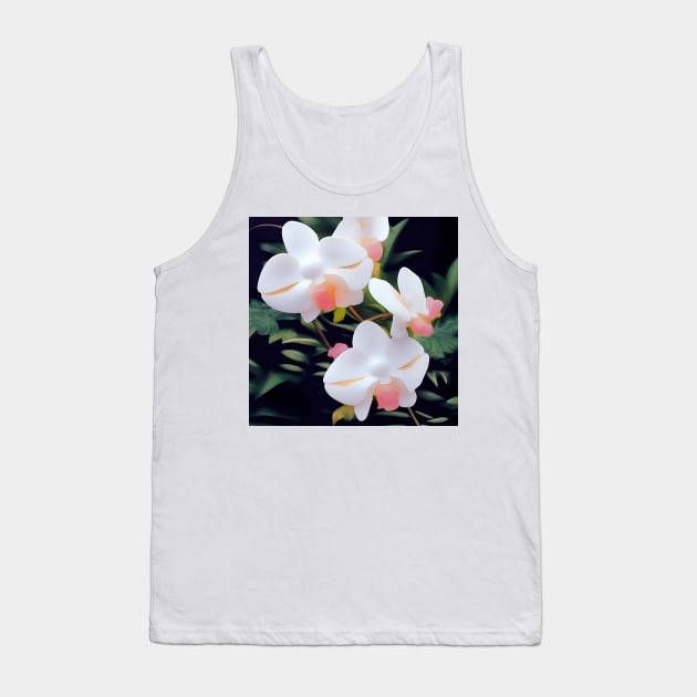 Delicate White and Pink Orchids Tank Top by DANAROPER
